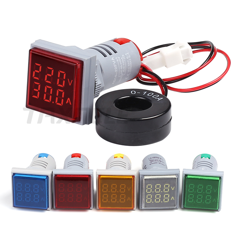 22mm LED Dual Display Voltage Current Meter