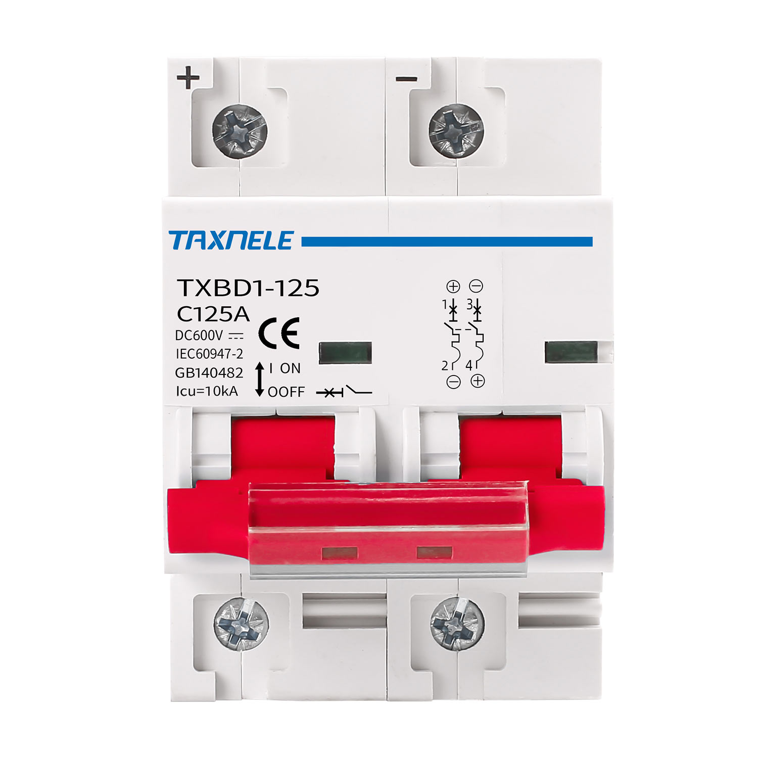 2P DC 600V Solar Mini Circuit Breaker Battery Switch 125A 100A DC MCB for Photovoltaic PV System