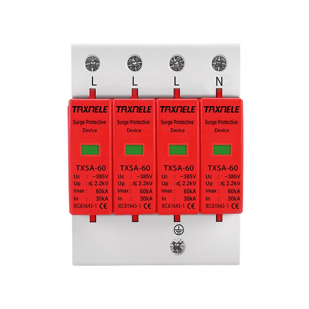 AC SPD 4P 275V 385V 420V 20KA 40KA 60KA House Lightning Surge Protector protection Protective Low-voltage Arrester Device