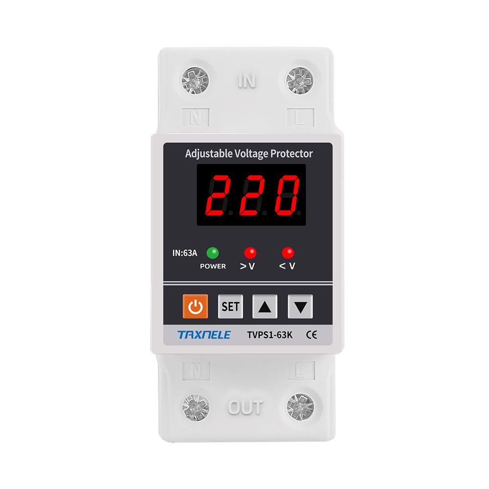 63A 220V Din Rail Adjustable Recovery Reconnect Over and Under Voltage Protective Device Protector Relay Over Voltage Protection