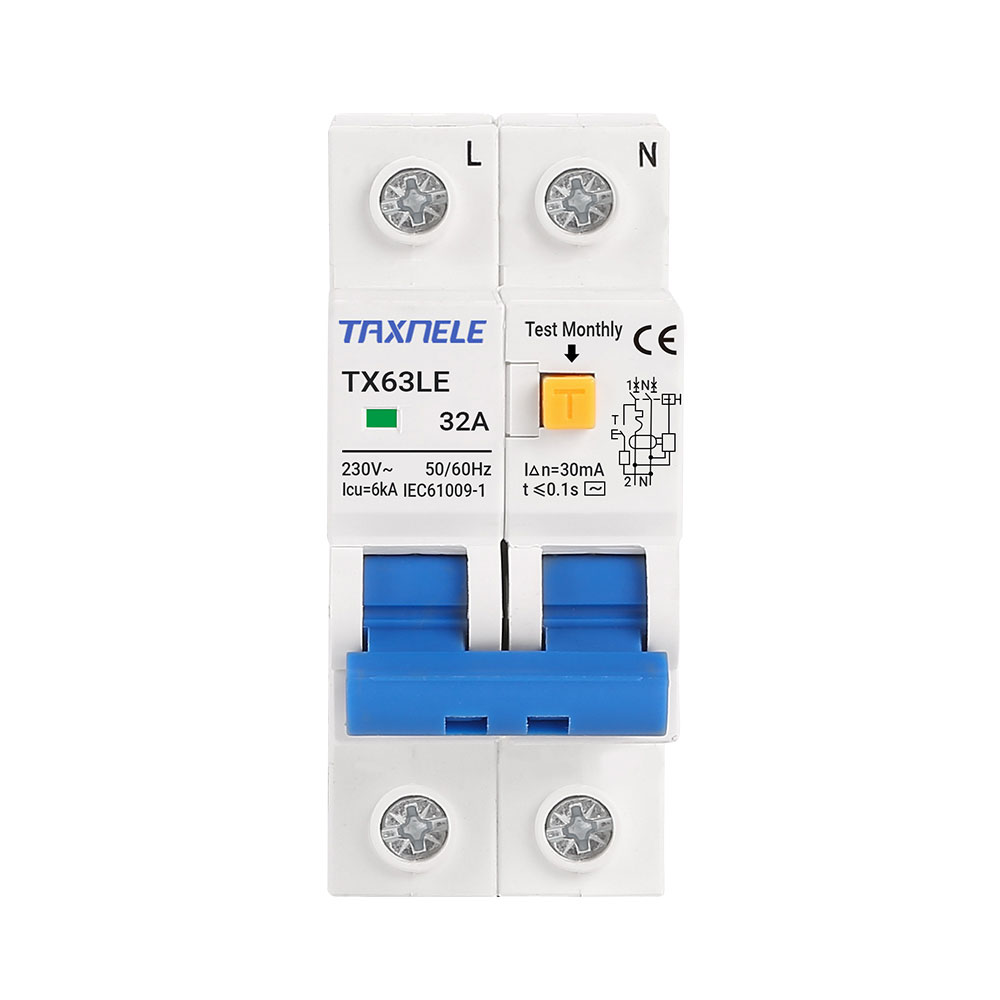 230V 2P Residual Current Circuit Breaker MCB 30mA Overload Short Current Leakage Protection Protect RCBO RCCB RCD 16A 32A 63A