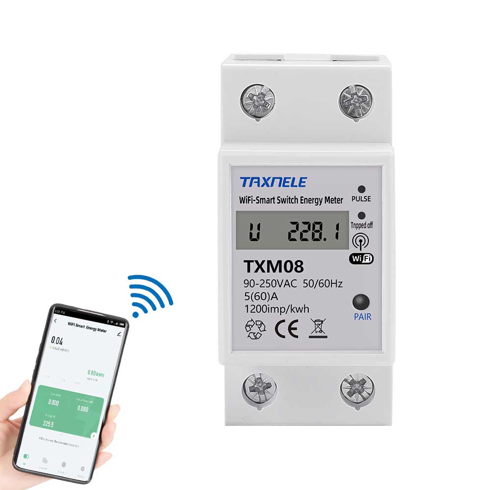 60A WIFI Smart Switch TUYA Energy Meter Kwh Metering Circuit Breaker Timer with over voltage current Limiter protection