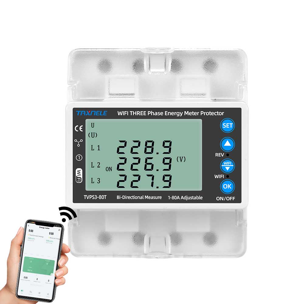 3 phase 380V Tuya WIFI Smart Bidirectional Energy Meter Over Under Voltage Protector Relay Switch Current Limiter Smart Life   4.8  16 Reviews