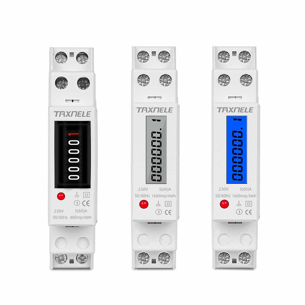 18mm Single Phase 1P 2 Wire Digital Wattmeter Power Consumption Analog Energy Meter kWh AC 230V 50Hz LCD Electric Din Rail Mount