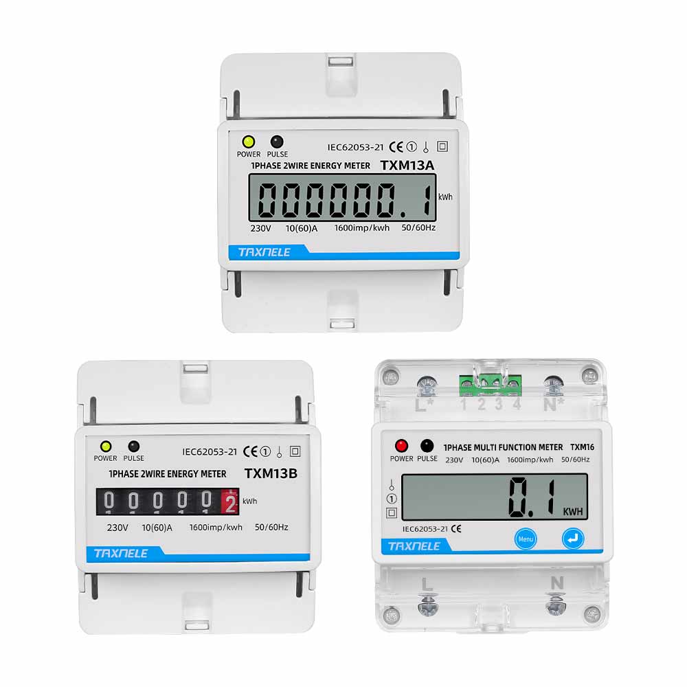 Din Rail Electricity Digital Power Energy Meter Single Phase 1P 2 Wire kWh AC 230V Voltmeter Ammeter LCD Analog Counter Display