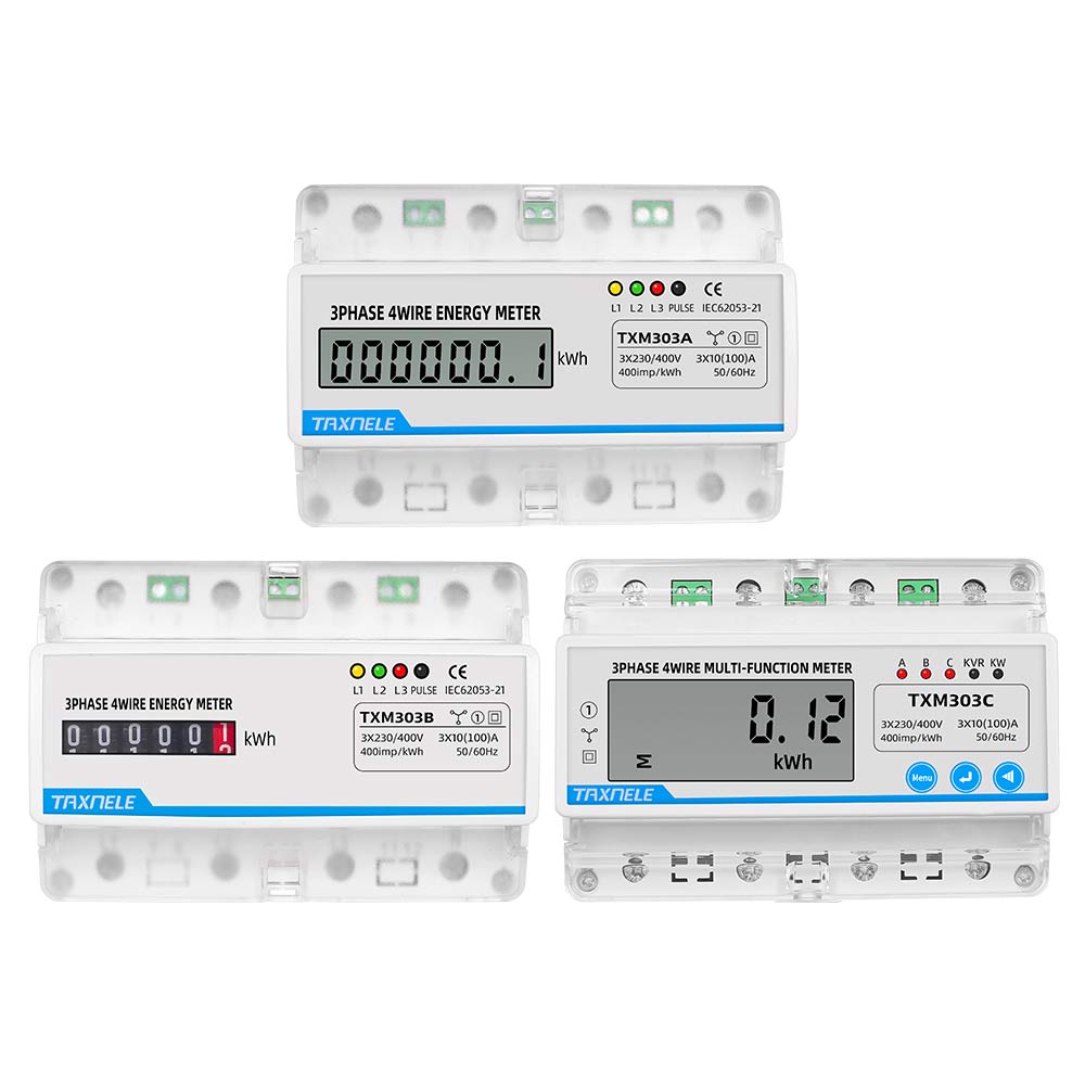 380V 100A Energy Meter LCD Analog Counter 7P Electronic Watt Power Meter 3 Phase 4 Wire Voltage Current Multifunction kWh