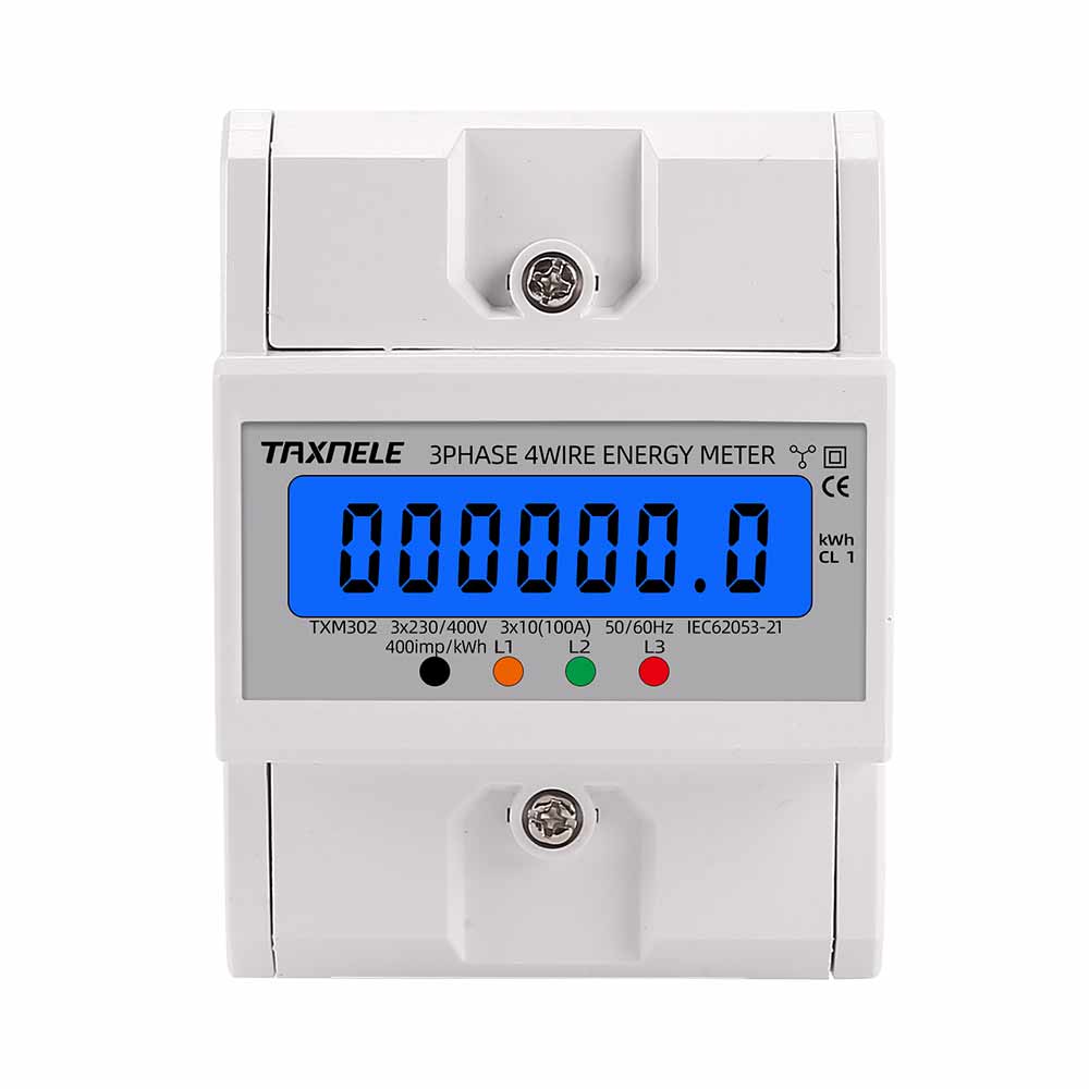 Din Rail 380V 3 Phase 4 Wire Electronic Watt Power Consumption Energy Meter Wattmeter kWh 100A AC 50Hz 60Hz LCD Backlight