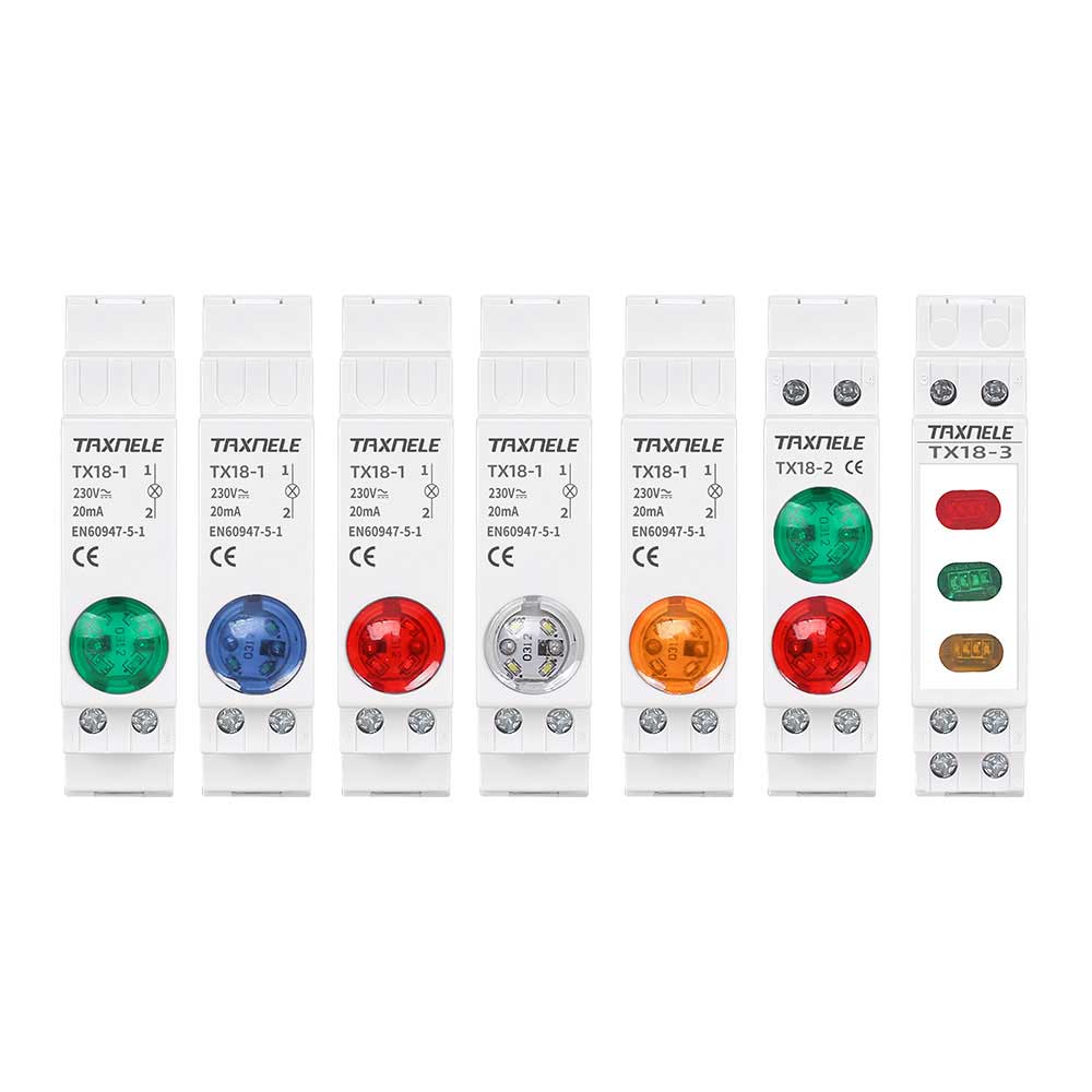 Din Rail Mount LED Signal Lamp AC DC 220V 230V Indicating Pilot Lights Lamp Red Green Blue Orange White 18mm