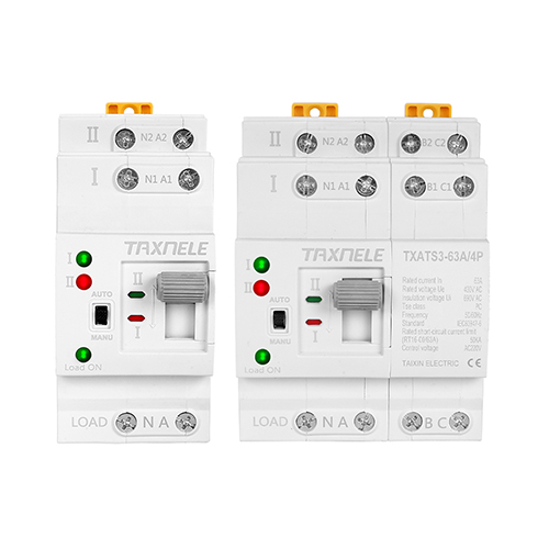 Taxnele Din Rail 63A ATS Dual Power Automatic Transfer Switch Electrical Selector Switches Uninterrupted Power 2P 4P