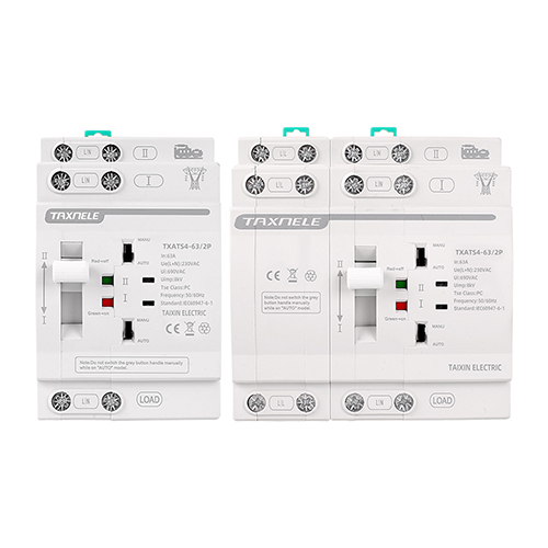 Taxnele Din Rail 63A ATS Dual Power Automatic Transfer Switch Electrical Selector Switches Uninterrupted Power 2P 4P