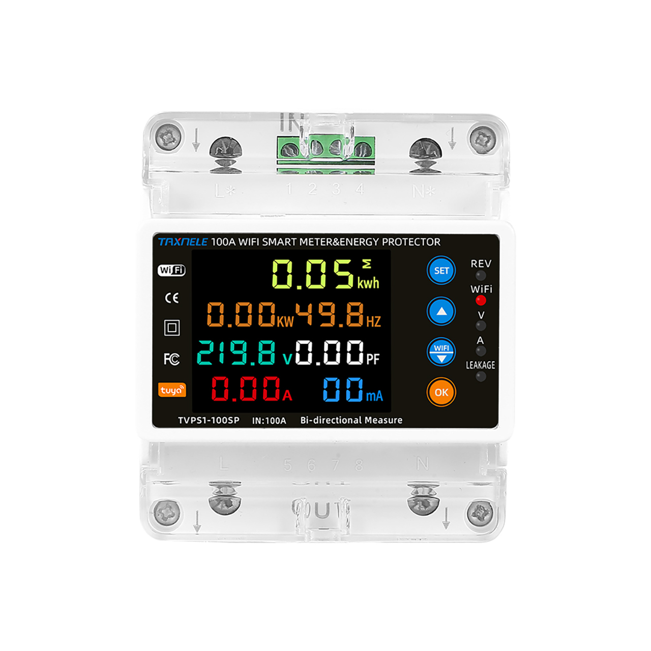 2P 100A Tuya WiFi Smart Bi-Directional Energy Power kWh Meter Leakage Over Under Voltage Protector Relay Timer Switch Smart Life